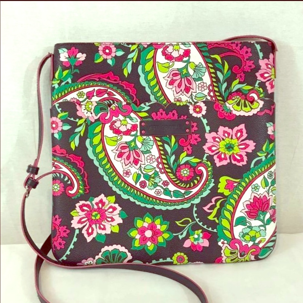 Leather Vera Bradley floral crossbody purse